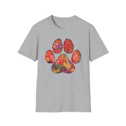 Fall Leaves Dog Paw Print T-shirt