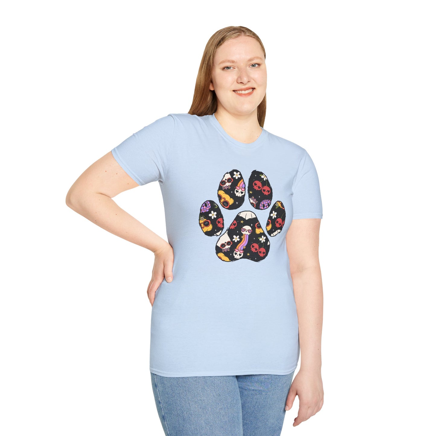 Halloween Print Dog Paw Print T-Shirt