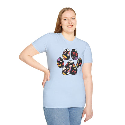 Halloween Print Dog Paw Print T-Shirt