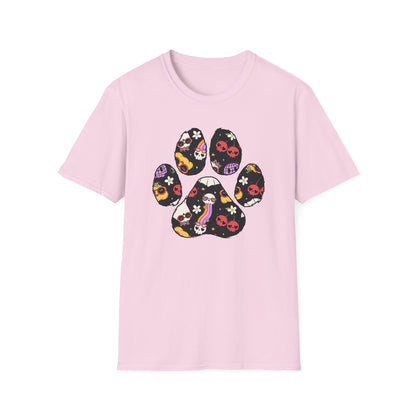 Halloween Print Dog Paw Print T-Shirt