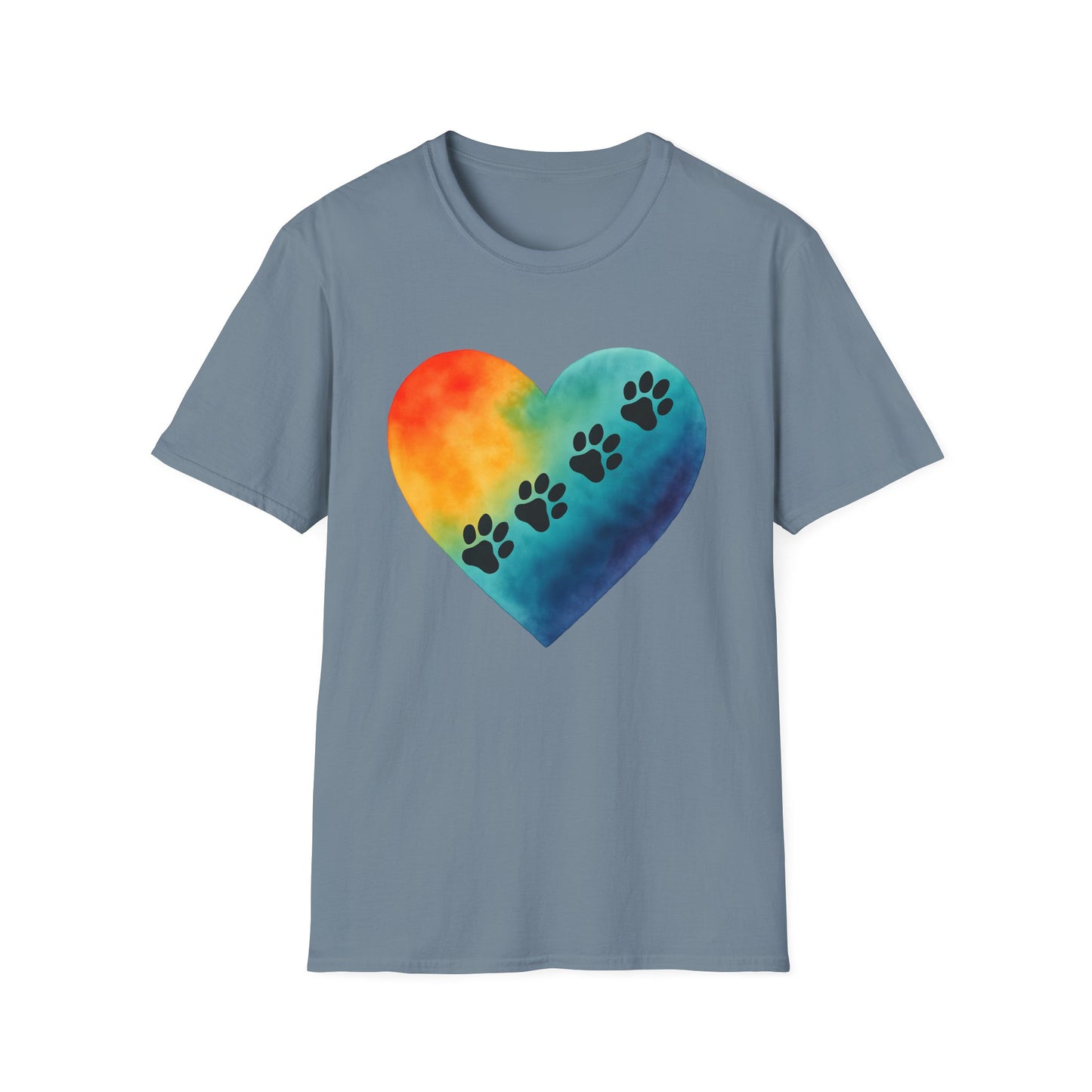 Rainbow Heart with Paw Prints T-Shirt