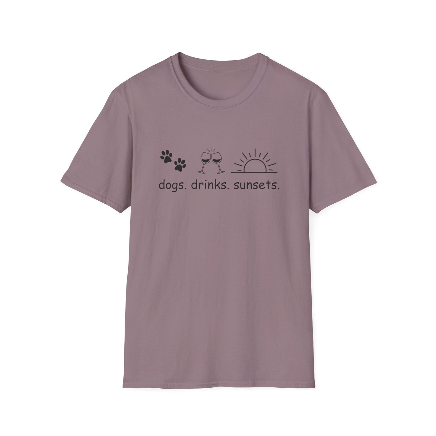 Dogs Drinks Sunsets T-shirt