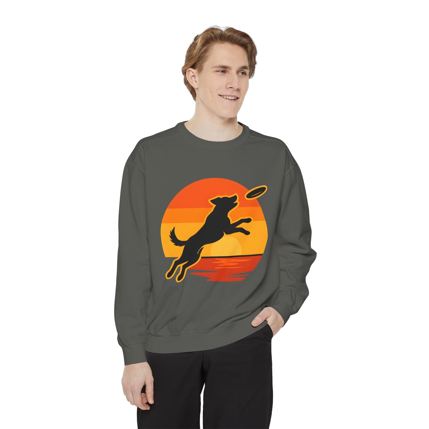 Dog catching Frisbee Sweatshirt